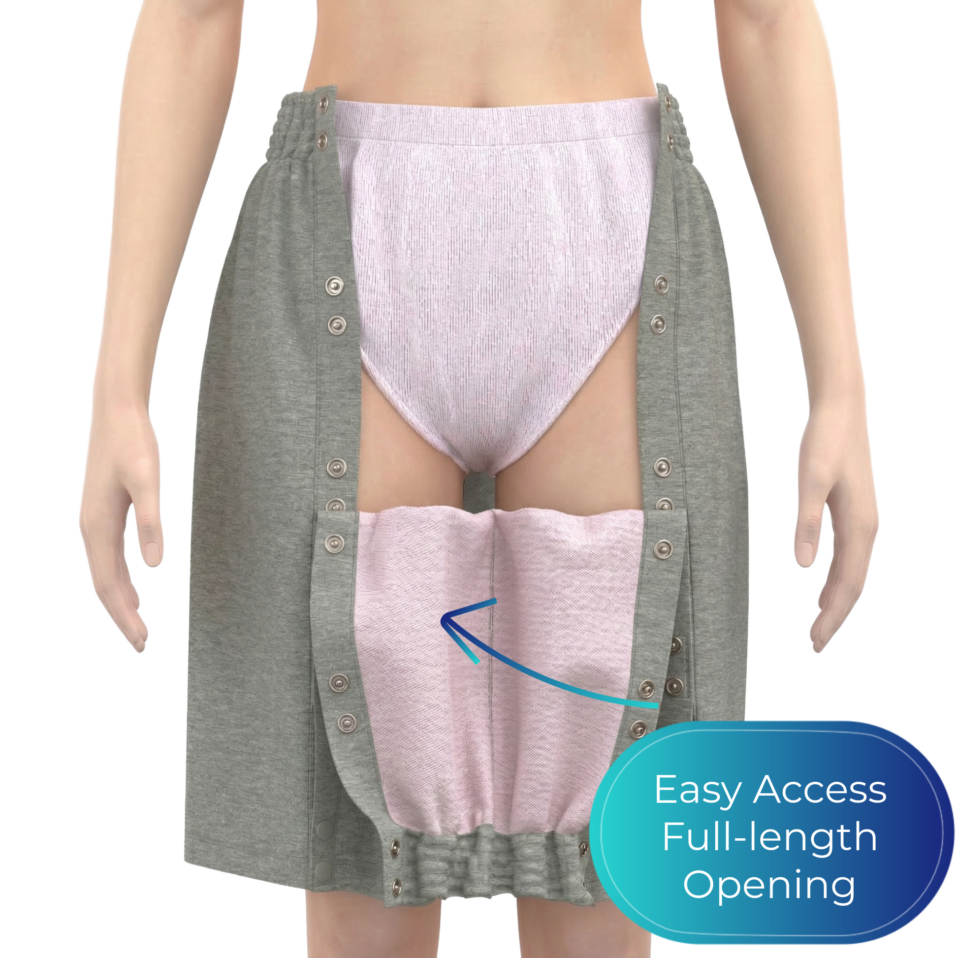 ComfortCure® Adaptive Bedbound Snap-Front Shorts - Turkish Organic Cotton
